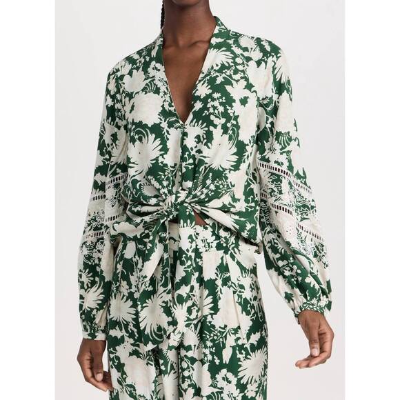NEW FIGUE anastasia knotted blouse in green